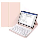 Rausvas dėklas Apple Ipad 10.9 2022 Tech-Protect SC Pen su baltu klaviatūros dėklu