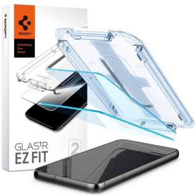 Skaidrus apsauginis stikliukas Samsung Galaxy S23 Plus Spigen Glas.Tr Ez Fit komplektas su priedu montavimui