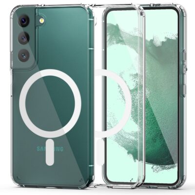 Skaidrus dėklas Samsung Galaxy S22 Tech-Protect FlexAir Hybrid Magsafe su magnetiniu žiedu