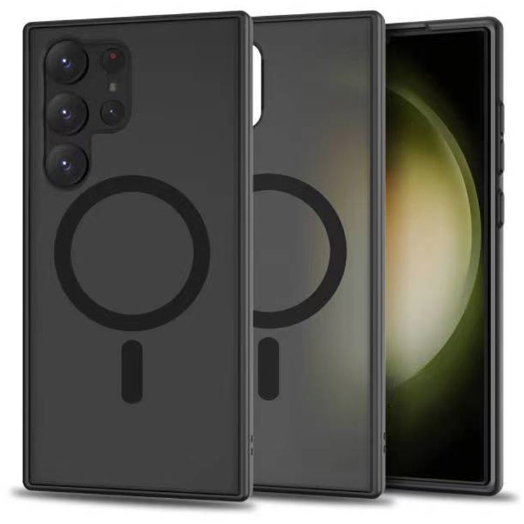 Juodas matinis dėklas Samsung Galaxy S23 Ultra Tech-Protect Magmat Magsafe Juodas matinis dėklas Samsung Galaxy S23 Ultra su magsafe žiedu ir išpjovomis kamerai