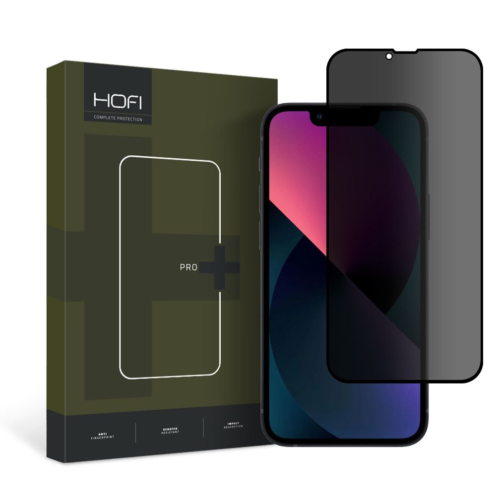 Juodas apsauginis stikliukas Iphone 13 Mini Hofi Juodas apsauginis ekrano stikliukas Apple Iphone 13 Mini Hofi Anti Spy Glass Pro Plus su apsauga nuo žvilgsnių