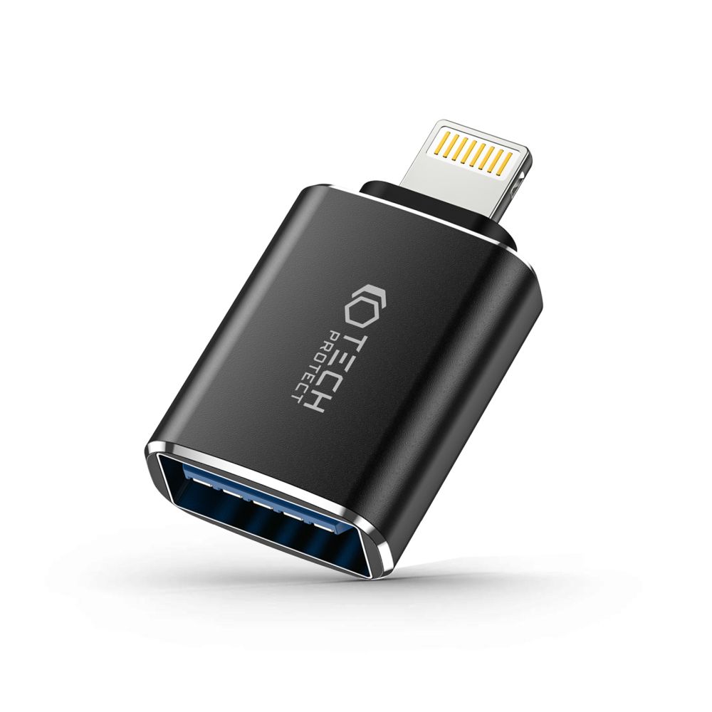 Juodas adapteris TECH-PROTECT ULTRABOOST Juodas adapteris TECH-PROTECT ULTRABOOST ADAPTER LIGHTNING TO USB OTG su metaliniu korpusu