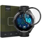 Juodas apsauginis ekrano stikliukas Garmin Forerunner 965 Hofi Hybrid Pro plonas ir skaidrus