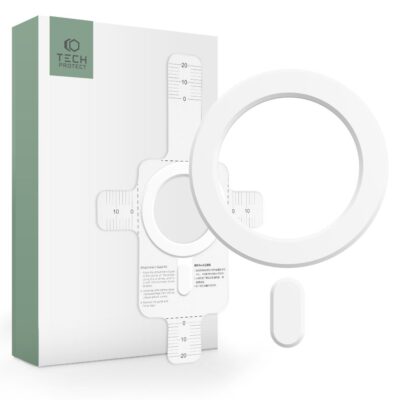 Balta magnetinė plokštė TECH-PROTECT MAGMAT MAGSAFE UNIVERSAL MAGNETIC su priedais ir pakavimu