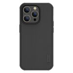 Juodas dėklas Nillkin Super Frosted PRO Magnetic telefonui Apple iPhone 14 Pro Max su tekstūriniu paviršiumi ir kameros išpjova