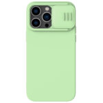 Žalias dėklas Nillkin CamShield Silky Magnetic Silicone telefonui Apple iPhone 14 Pro Max su kameros dangteliu