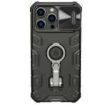Juodas dėklas Nillkin CamShield Armor PRO Hard telefonui Apple iPhone 14 Pro Max su apsauginiu objektyvo dangčiu