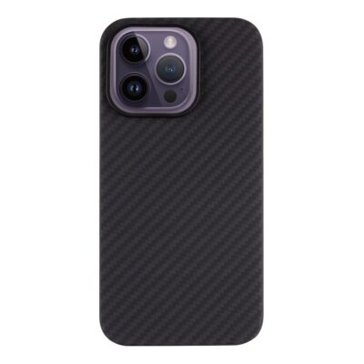Juodas dėklas Tactical MagForce Aramid telefonui Apple iPhone 14 Pro su raštuota tekstūra ir atidarymu kamerai