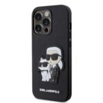 Juodas originalus dezkas Karl Lagerfeld PU Saffiano su Karl ir Choupette NFT Apple iPhone 14 Pro telefonui