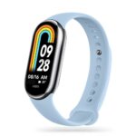Šviesiai mėlyna apyrankė Xiaomi Smart Band 8 su spalvotu skaitmeniniu ekranu
