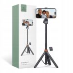 Juoda asmenukių lazda TECH-PROTECT L03S WIRELESS SELFIE STICK TRIPOD su trikojį ir nuotolinio valdymo pultu