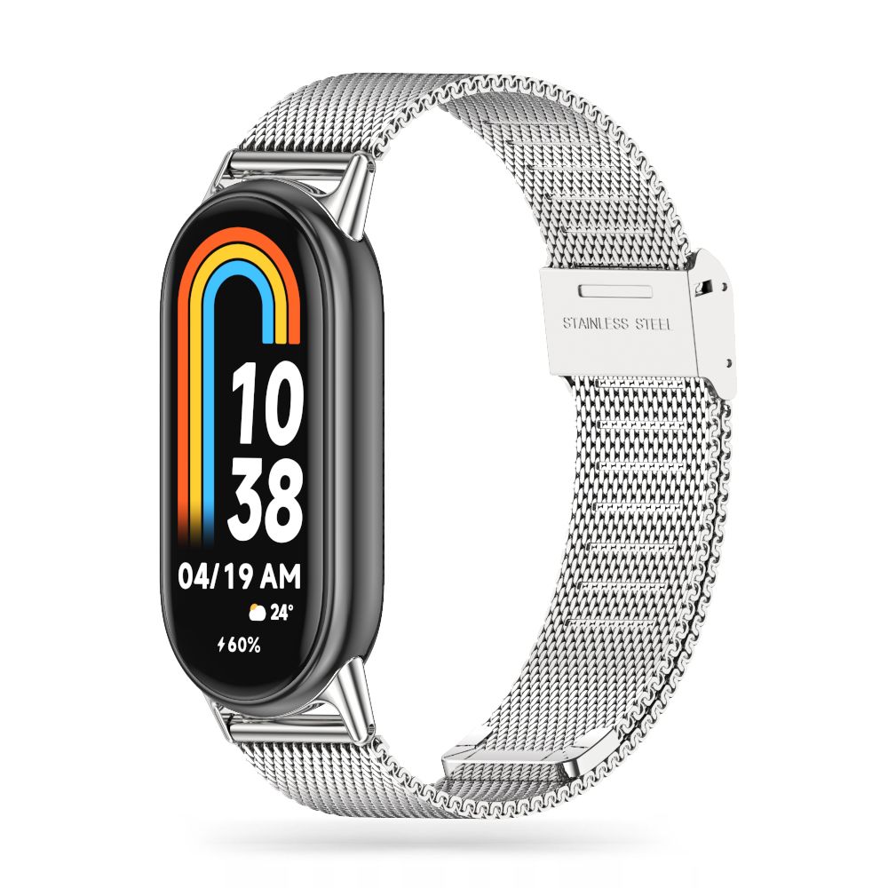 Sidabrinė apyrankė Xiaomi Smart Band 8 Sidabrinė apyrankė Xiaomi Smart Band 8 su metalo tinklelio dirželiu