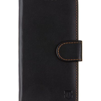 Juodas atverčiamas dėklas Tactical Field Notes telefonui Motorola G72 su oranžine siūle