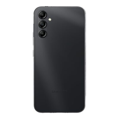Skaidrus dėklas Tactical TPU telefonui Samsung Galaxy A34 5G su matomu juodos spalvos telefonu ir trimis kameromis