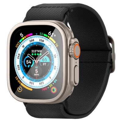 Apsauginis ekrano stikliukas su sidabriniu rameiliu Apple Watch Ultra 1 2 49 mm SPIGEN GLAS.TR SLIM PRO