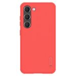 Raudonas plastikinis dėklas Samsung Galaxy S23 Plus nillkin super frosted shield su trimis kameromis ir tekstūruota paviršiaus struktūra