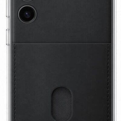 Juodas originalus dėklas EF-MS916CBE Frame Cover telefonui Samsung Galaxy S23 Plus su aiškiomis kamera atidarymais ir logotipu