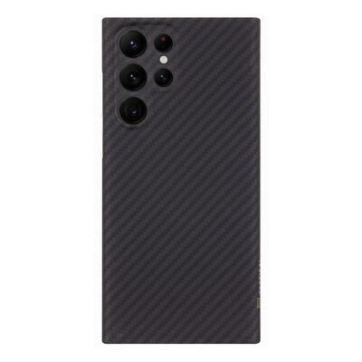 Juodas dėklas Tactical MagForce Aramid telefonui Samsung Galaxy S22 Ultra su anglies pluošto raštu