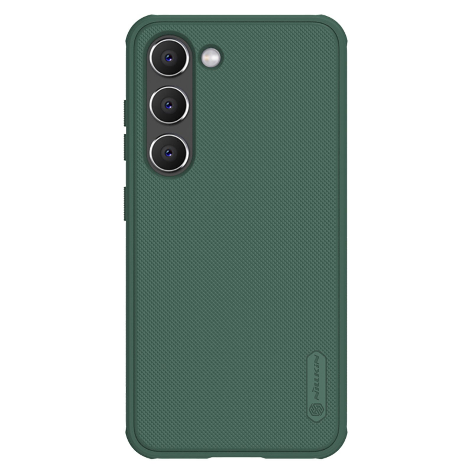 Žalias plastikinis dėklas Samsung Galaxy S23 Nillkin Super Frosted Shield žalias plastikinis dėklas samsung galaxy s23 nillkin super frosted shield su trimis kameromis