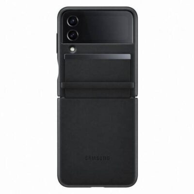 Juodas originalus dėklas EF-VF721LBE Leather Cover telefonui Samsung Galaxy Z Flip 4