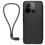 Juodas originalus dėklas Book Necklace telefonui Xiaomi Redmi 12C su pritvirtinta rankena