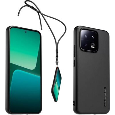 Juodas originalus dėklas TPU Cover Necklace telefonui Xiaomi 13 su kaklo virvele