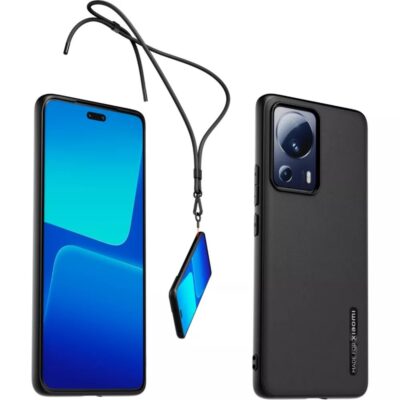 Juodas originalus dėklas TPU Cover Necklace telefonui Xiaomi 13 Lite su kaklo dirželiu