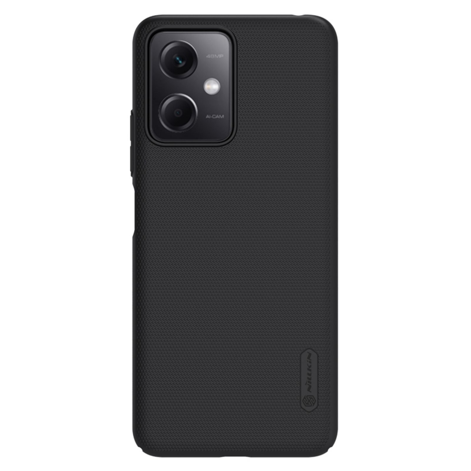Juodas plastikinis dėklas Xiaomi Redmi Note 12 5G Nillkin Super Frosted Shield Juodas plastikinis dėklas Xiaomi Redmi Note 12 5G su tekstūruota paviršiaus struktūra