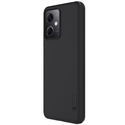 Juodas plastikinis dėklas Xiaomi Redmi Note 12 5G Poco X5 5G Nillkin Super Frosted Shield su tekstūruota paviršiaus struktūra