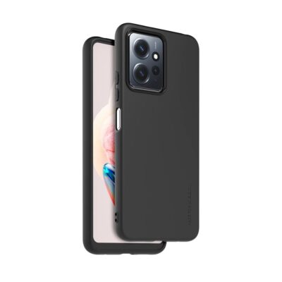 Juodas originalus dėklas TPU Cover telefonui Xiaomi Redmi Note 12 4G, matomas iš priekio ir galo