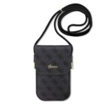 Juodas universalus krepšys telefonui Guess PU 4G Metal Logo Script Phone Bag su logotipo rašmenimis