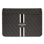 Juodas kompiuterio krepšys Guess PU 4G Printed Stripes su šviesiomis juostomis ir logotipu
