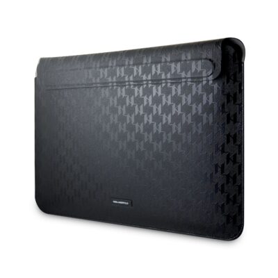 Juodas kompiuterio krepšys Karl Lagerfeld Saffiano Monogram Computer Sleeve 13 14 su subtiliu monogramos raštu