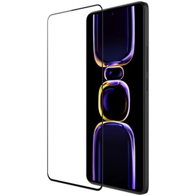 Juodas apsauginis grūdintas stiklas Nillkin Tempered Glass 2.5D CP PRO telefonui Xiaomi Poco F5 Pro 5G ekrano apsaugai