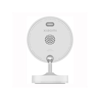 Kamera Xiaomi Outdoor Camera AW200 žiūrima iš nugaros balta spalva su metaliniu stovu