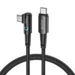 Juodas TECH-PROTECT ULTRABOOST L TYPE-C CABLE 60W 6A 100CM kabelis su lenktu USB-C jungtimi