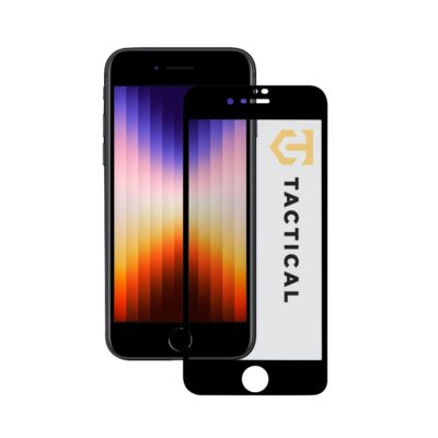Juodas apsauginis stiklas telefonui Apple iPhone 7 8 SE 2020 2022 Tactical Glass Shield 5D ekrano apsauga