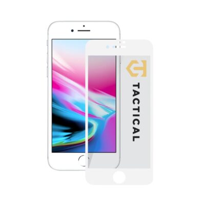 Baltas apsauginis stiklas telefonui Apple iPhone Tactical Glass Shield 5D su logo