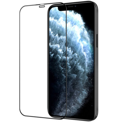 Juodas apsauginis grūdintas stiklas Nillkin Tempered Glass 2.5D CP+ PRO telefonui Apple iPhone 12 arba 12 Pro