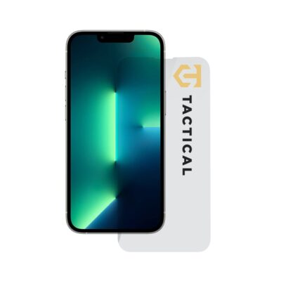 Skaidrus apsauginis stiklas telefonui Apple iPhone 13 Tactical Glass Shield 2.5D šalia telefono