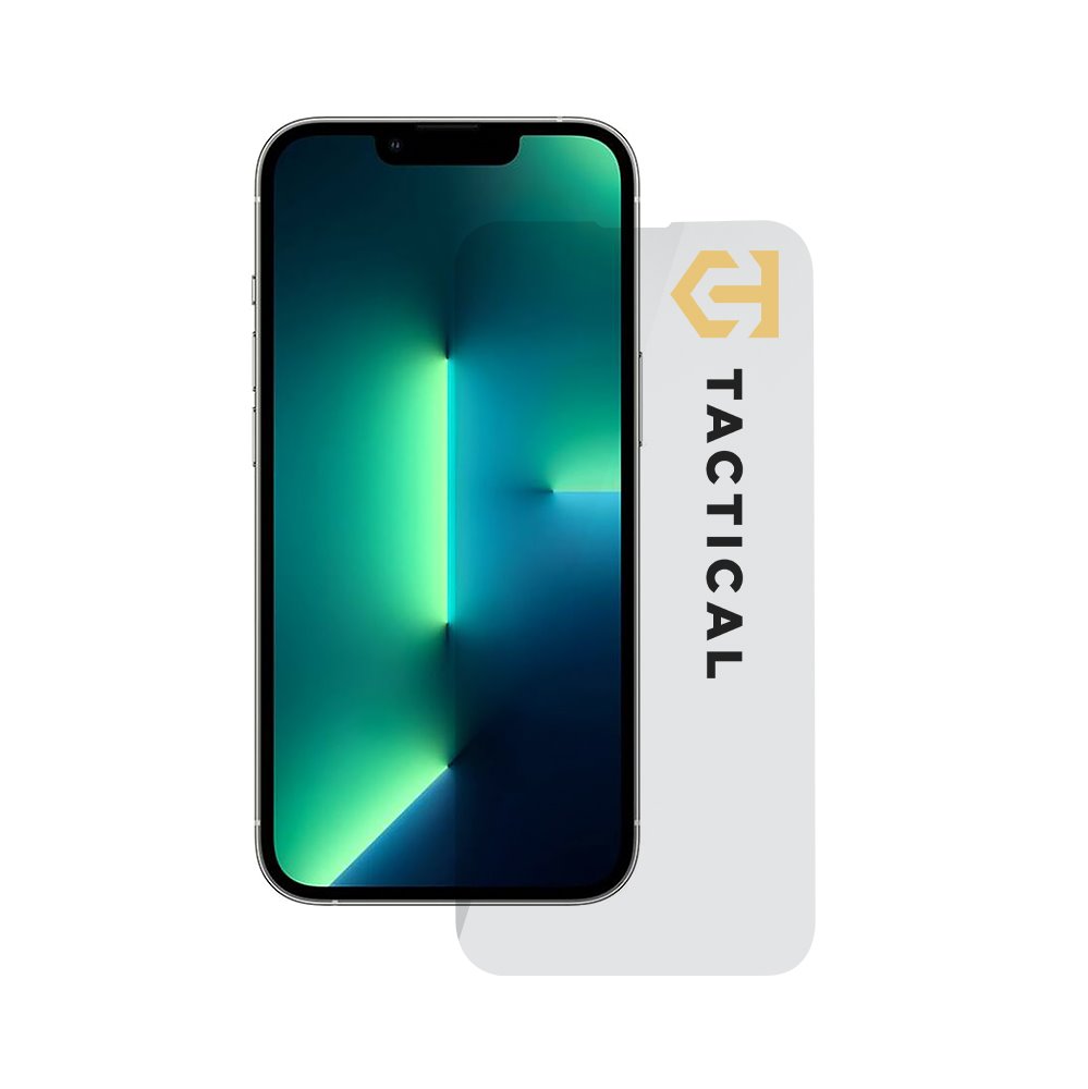 Skaidrus apsauginis stiklas telefonui Apple iPhone 13 Tactical Glass Shield 2.5D Skaidrus apsauginis stiklas telefonui Apple iPhone 13 Tactical Glass Shield 2.5D šalia telefono