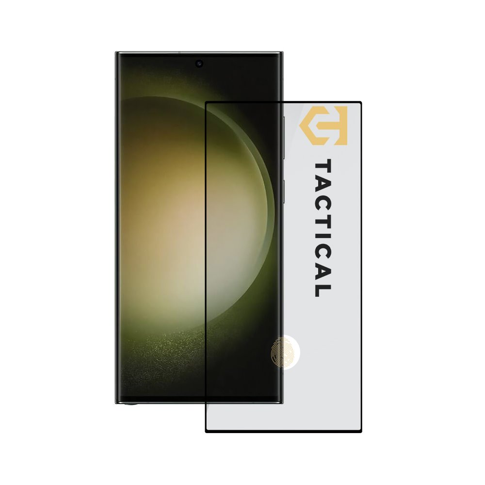 Juodas apsauginis ekrano stikliukas Samsung Galaxy S23 Ultra Tactical Glass Shield 5D Juodas apsauginis ekrano stikliukas Samsung Galaxy S23 Ultra Tactical Glass Shield 5D ant telefono ekrano
