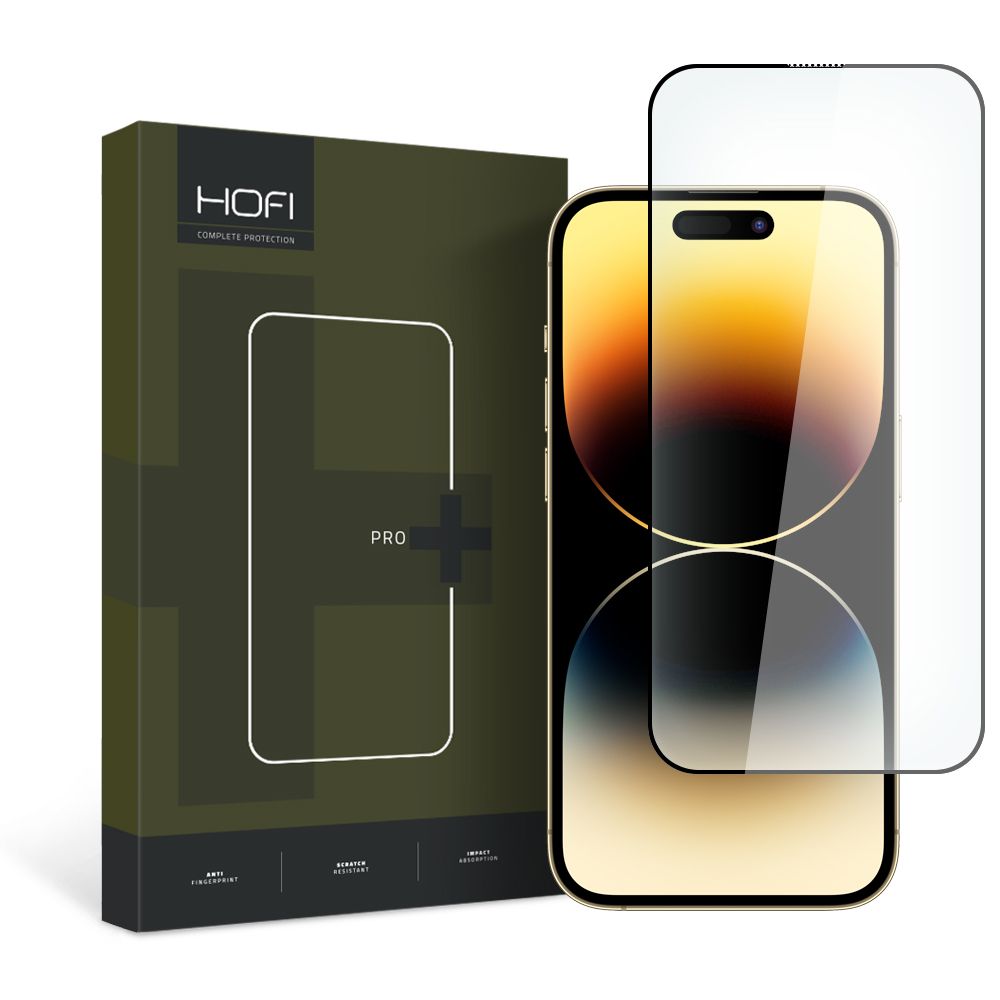 Juodas apsauginis ekrano stikliukas Apple Iphone 15 Pro Max Hofi Glass Pro+ Juodas apsauginis ekrano stikliukas Apple Iphone 15 Pro Max su plona juoda kraštine