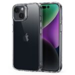 Skaidrus dėklas Apple Iphone 15 Plus Esr Ice Shield aplink juodą telefoną