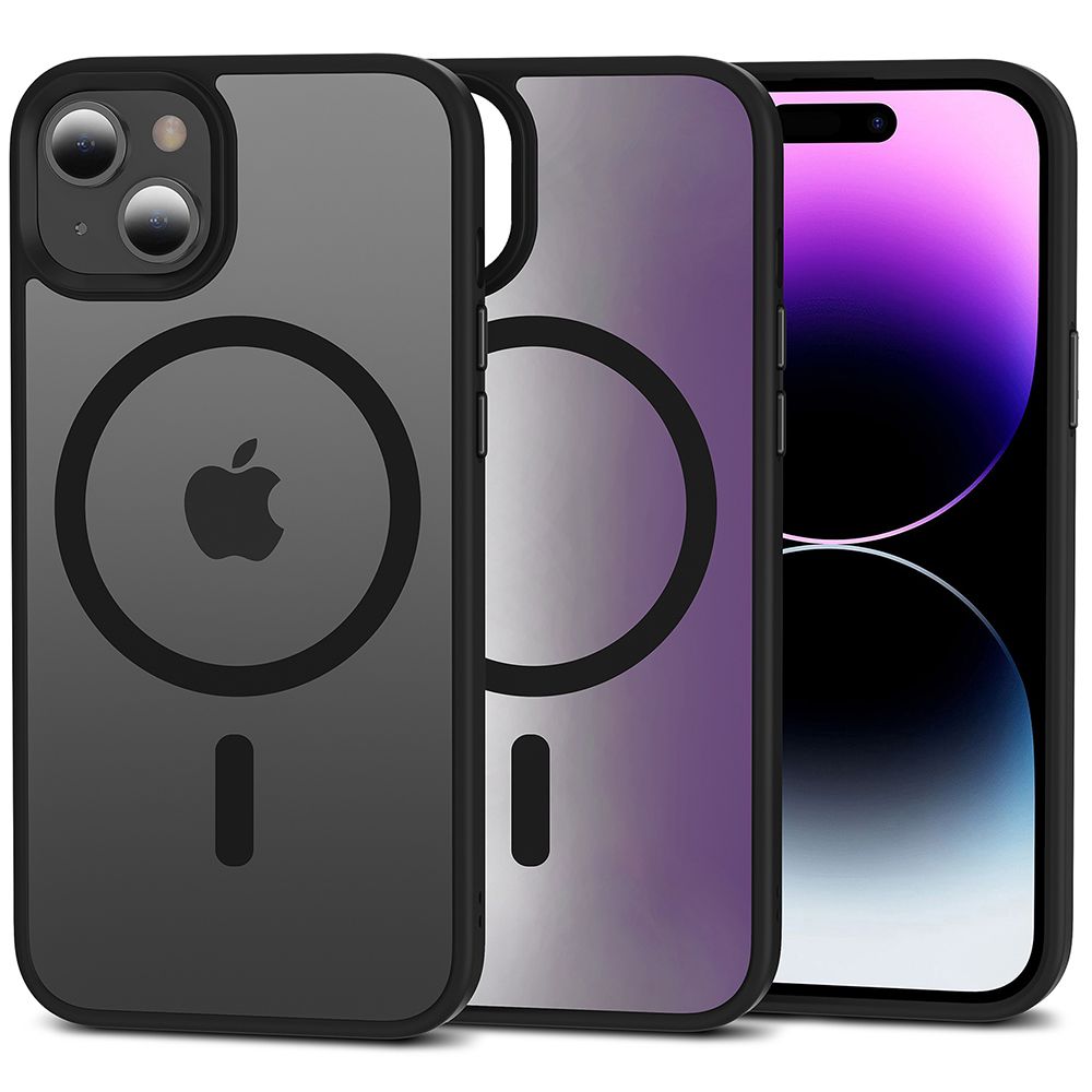 Juodas matinis dėklas Apple Iphone 15 Tech-Protect Magmat Magsafe Juodas matinis dėklas Apple Iphone 15 Tech-Protect Magmat Magsafe su magnetiniu MagSafe žiedu ir kameros apsauga