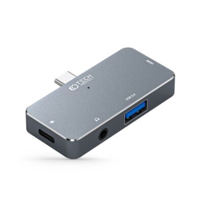 Pilkas adapteris TECH-PROTECT V6-HUB ADAPTER 4IN1 su USB 3.0 ir HDMI jungtimis