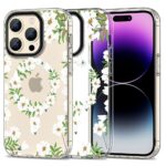 White Daisy deklas telefonui Apple Iphone 15 Pro Tech-Protect Magmood Magsafe su baltos gelytes dizainu