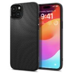 Juodas matinis dėklas Apple Iphone 15 Spigen Liquid Air su tekstūruota nugara