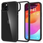 Juodas matinis dėklas Apple Iphone 15 Plus Spigen Ultra Hybrid su permatomu nugarėle