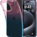 Rausvas dėklas Apple Iphone 15 Pro Spigen Liquid Crystal su permatomu gradiento efektu